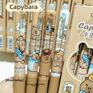 Cute Capybara Erasable Pen 0.5 Crystal Blue Clickable Neutral Pen for Primary Three Students High Aesthetic Value Ins Style