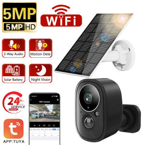 5MP Tuya Solar Wifi Camera Outdoor Color Night Vision Built in Rechargeable Battery CCTV Security Surveillance Camera Smar Life