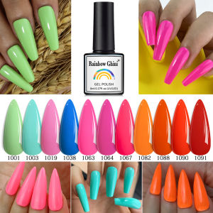 Rainbow Ghini เล็บเจล 150 สี Glitter กึ่งถาวร Gellack Art Salon ภาษาโปลิชคํา Neon UV LED เคลือบเงา HYBRID TOP BASE Coat