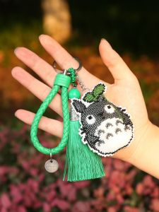 DIY New Cross Stitch over Pearl Embroidery Keychain Small Pendant Totoro Cartoon Expression Cute Package Pendant with Finished Products