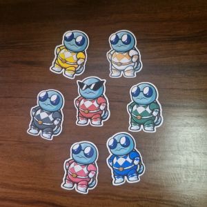 CPBAYANI - Pokemon Squirtle Power Rangers - Vinyl Waterproof Glossy Stickers