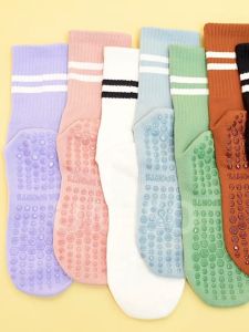 UMISO Elastic Yoga Socks Silicone Non-Slip Grip Pilates Socks Mid Calf Warm Cotton Socks