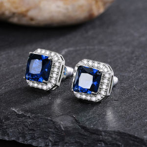 Luxurious Emerald Square Earrings Ladies Full Diamond Zircon Sugar Cubes Ear Jewelry Fashionable Fresh out European Style