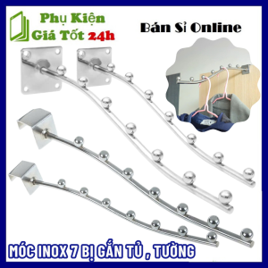 Móc 7 Bi Inox Sáng Bóng Gắn Tường ( kèm ốc ) - Móc Bi Không Gỉ Treo Quần Áo Gọn Gàng Đa Năng Tiện Dụng - Móc Inox Gắn Tường
