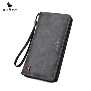 AUOTE กระเป๋าสตางค์ผู้ชายแบบยาวกระเป๋าสตางค์อเนกประสงค์กระเป๋าสตางค์ยาว PU นุ่มกระเป๋าสตางค์ความจุมาก ID เครดิตหลายช่อง Pouch Koin ผู้ที่ใส่บัตรเหรียญหนัง PU กระเป๋าสตางค์ธุรกิจ