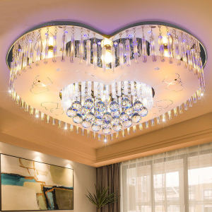 Romantic Heart Shaped Crystal Ceiling Light Modern Simple Living Room Bedroom Absorption Top Light Crystal Chandelier for Wedding Room
