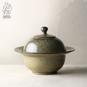 Nồi Hầm Gốm Sứ Jiutu Nồi Hầm Canh Hầm Cách Thủy Cổ Điển Nồi Canh Tổ Yến Một Người Hấp Trứng Cá Cao Su Đào Có Nắp Bát Canh