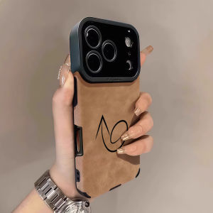 Potdemiel | Abstract Symbol Luxury Leather Shockproof Phone Case For iPhone 17 16 Pro Max Air 15 14 13 12 11 Max Silicone Soft Cover