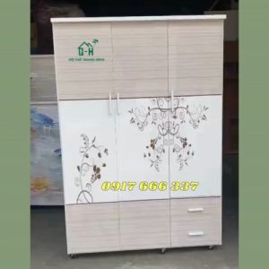 TỦ NHỰA QUẦN ÁO 3 CÁNH IN 3D HỌA TIẾT NGHỆ THUẬT MẪU CÓ SẴN - GIAO NHANH 2H
