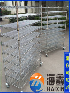 Adjustable Chrome Plated Stainless Steel Storage Rack Anti-Static Mobile Multi-layer Display Shelf with Wheels for Warehouse And Office