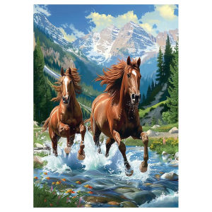 Jigsaw Puzzle 500/1000/1200/2000PCS Galloping Horse Animal Artwork Stress Relief Puzzle Wall Art Decor Gift