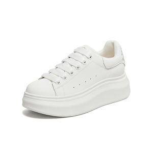 Autumn Lace-up Thick Sole Height-Increasing White Sneakers