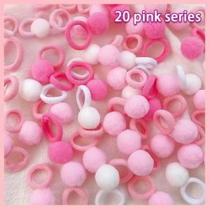 20pcs Girls Colorful Plush Ball Elastic Hair Bands Kids Hair Ropes Ties Ponytail Rubber Bands Headwear Hair Accessories Gift