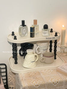 ชั้นวางเครื่องสำอางแบบหลายชั้นพร้อมชั้นวางแก้วกาแฟ ชั้นวางของในห้องน้ำระดับไฮเอนด์ อุปกรณ์จัดระเบียบสำหรับโต๊ะทำงาน