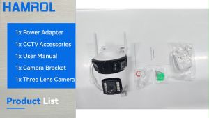 Hamrol 12MP Three Lens Three Screen PTZ WIFI IP Camera 8MP Auto Tracking Wireless Security CCTV