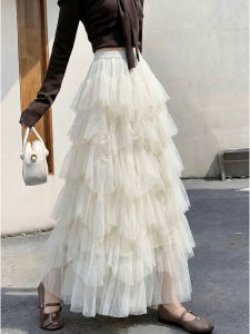 YIKEMAI | Ballet Lace Splicing Tulle Layered Hem Skirt