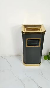 เปลี่ยนแปลง HH17-8 ถังขยะทรงสี่เหลี่ยมทรงสูงขอบทอง ก5-2