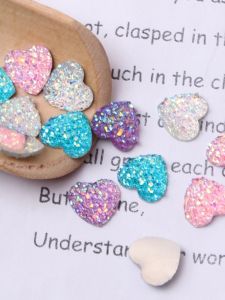 Shiny Rainbow Crystal Cluster 12mm 40pcs Flat Back Sparkling Handmade DIY Heart Shaped Colorful Accessories Fashion Jewelry