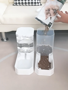 1 set - Pet Feeder Tray Pet Automatic Cat & Dog Rabbit Food + Water Feeder bekas makanan kucing