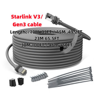 Starlink Gen 3 Cable 75FT/23M Waterproof Outdoor Ethernet Cable with Retainer Gray