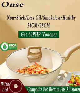 28/30/32CM Non-Stick Pan Medical Stone Cooking Wok Granite Coating Frying Wok With Lid Suitable For All Stove