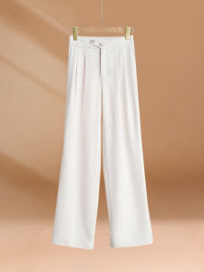 กางเกงขายาวทรงหลวมเอวสูงสไตล์เกาหลีสำหรับผู้หญิง กางเกงขายาวทรงตรงบางสบายๆ ทรงหลวม สไตล์ฤดูร้อน 2024