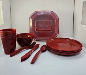 กล่องปิคนิค (จาน ถ้วย ช้อน ซ่อม มีด แก้ว 4ชุด)