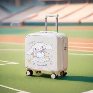 Childrens Carry-On Suitcase Girl Sit-On 18 Inch Small Password Lock Pullman Cartoon Travel Bag ABS+PC Material Universal Wheels