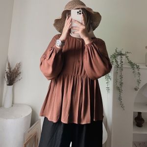 Raisa Blouse Rayon Crincle Rania Top Blouse Atasan Wanita Cringkel Blouse Rempel Kemeja Masa Kini