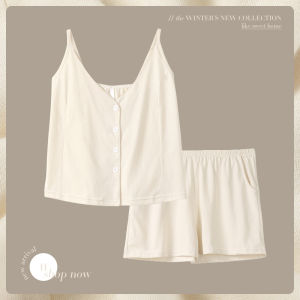 me home wear | Summer Cotton Thin Sleeveless Shorts Set Nightwear Camisole Style