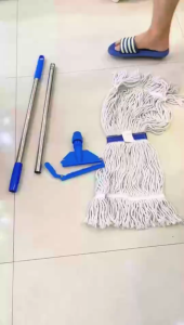 T-ORAS Floor Cleaning Wax Cotton Mop 2-IN-1 floor waxing shine Long Handle head water absorption spin