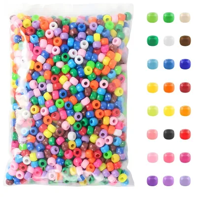 500pcs Pony Candy Colorful Plastic Beads For Jewelry Making DIY Hair Braiding Bracelet Necklace Handicrafts Small Business