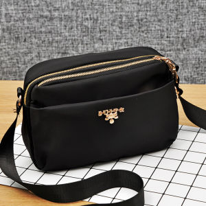 Waterproof Nylon Oxford Cloth Canvas Crossbody Bag Womens Fashion Trend Soft Handle Zipper Closure Small Size Shoulder Bag