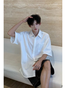 White Casual Short Sleeve Mens Shirt Cleanfit Summer Trendy Half Sleeve Design Sensation Outerwear Loose Fit Youth Summer Shirt