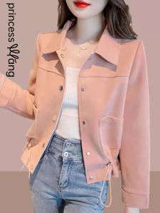 WANGGONGZHU | Princess Style Short Casual Loose Womens Jacket Fashionable Spring Autumn Open Cardigan Top For Small Figures