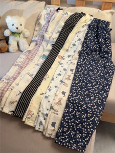 Summer Womens Loose Cotton Sleep Pants Thin Home Wear Walking Trousers Single Piece Mosquito Proof Long Pants Casual Style