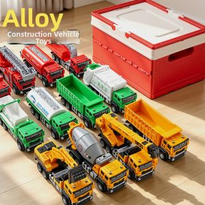Alloy Construction Vehicles Set Excavator Mixing Truck Crane Kids Toy Gift