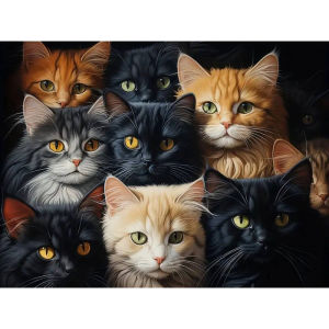 Jigsaw Puzzle 500 1000 1200 2000pcs Lovely Cat Face Close Up For Pet Lovers Stress Relief Puzzle Fun Present