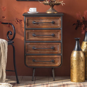 American Style Solid Wood Vintage Industrial Storage Cabinet Bedroom Decorative Nightstand Wall-Mounted Ledge Shelf