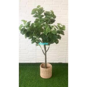 Pohon Artificial Tanaman Hias Daun Mangkokan X4 T140 Semilatex Cover Pot Eceng Gondok Dekorasi Cafe