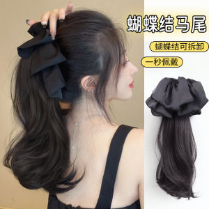 ผมปลอมผู้หญิงสไตล์โบว์ผีเสื้อผมหางม้าทรงหางม้าสูงผมคลิปแบบผมบraidผมมนธรรมชาติผมปลอมผมยาวผมสี