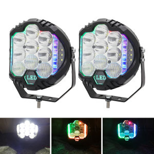 ไฟหน้ารถยนต์5-7นิ้วไฟ LED RGB พ็อดส์ไฟฉายไฟตัดหมอก Flood Combo จุดสำหรับรถจี๊ปรถบรรทุก SUV ไฟหน้ารถมอเตอร์ไซค์แบบ LED 1ชิ้น