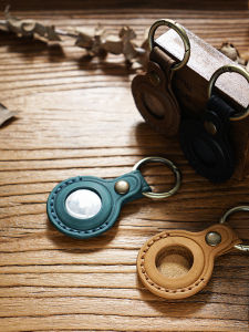 Thickened Genuine Leather AirTag Protective Case Handmade Sewn Digital Tracker Protector Does Not Affect Signal JAZZYEYE