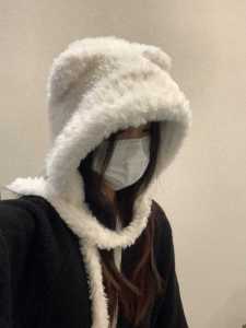 น่ารัก หมวกขนยาวหูหมี ผู้หญิง สไตล์ ฤดูหนาว หน้า อุ่น หมวกถักตุ๊กตาหมวกชายคาสั้น หมวกเดินทางเยาวชน วัสดุอื่น ๆ