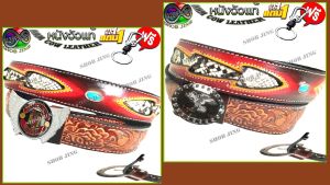 เข็มขัดหนังวัวแท้เย็บขอบลายกุหลาบพื้นสอดงูติดค้อยซื้อ1ฟรี2 เข็มขัดหนังวัวแท้เย็บขอบ+หัวเข็มขัด แถมฟรีพวงกุญแจ เข็มขัดหนังวัวงานแฮปวี่ เข็มขัดแนวคาวบอย เข็มขัดสไตล์วินเทจ ผลิตจากหนังวัว100% ย้อนยุค ลำลอง ทนทาน สวยงาม ถอดเปลี่ยนหัวเข็มขัดได้เจาะรูให้