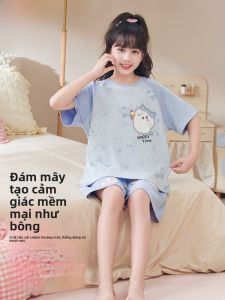 MiiOW | Bộ đồ ngủ cotton nguyên chất cho bé gái mùa hè MiiOW Áo thun cotton thoáng khí thoải mái Bộ đồ ngủ cho trẻ em