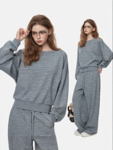 Turn Signal | Striped Knitted Casual Sport Suit Women
