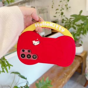 Sanrio | Ốp Điện Thoại Cầm Tay Hình Nơ Hello Kitty Dễ Thương Cho Samsung Galaxy S26/S25/S24/S23/S22/S20 Ultra/FE/A57/A37 - Vỏ Bảo Vệ Bằng Silicon Chống Sốc Chống Trầy Xước