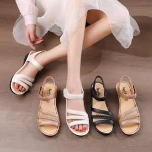 Cross-Border Export Southeast Asian Sandals Womens Outwear Summer Soft Bottom Non-Slip Wedge Flat Beach Shoes Plastic Mid Heel