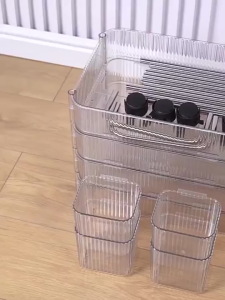 Hisoa Trolley Cart Organizer Transparent Rack with Wheels Bath Organizer Rack Utility Trolley Cart